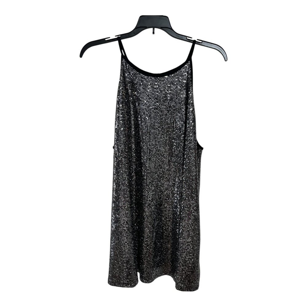 Torrid Women’s Plus Size 2 Black Silver Metallic Tank Top Keyhole Back Party Blo